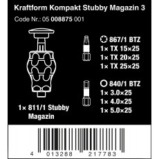 Wera Kraftform Kompakt Stubby magazine 3, 7 pieces