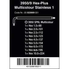 Wera 3950/9 Hex-Plus Multicolour Stainless 1