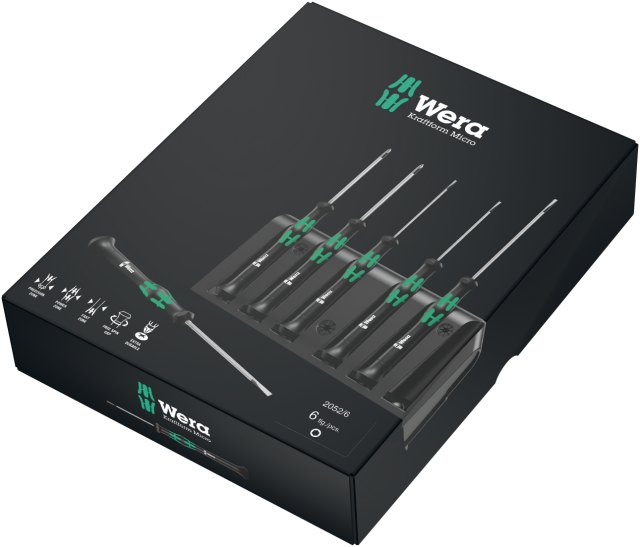 Wera 2069/6 Kraftform Micro Precision Nut Driver Set | 6-Piece Anti-Roll Handle Set 05118158001